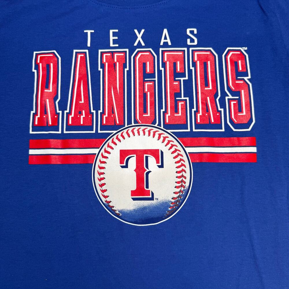 Texas Rangers Shirt Boys XL 16/18 Blue Short Sleeve MLB Genuine Merch NWT